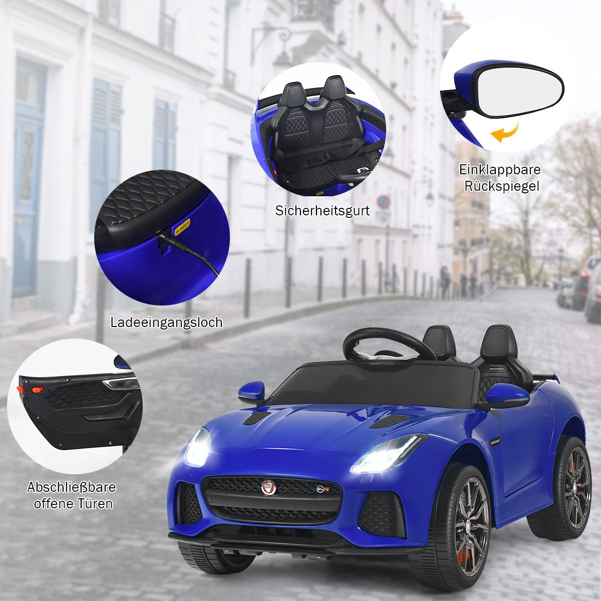 Elektro Kinderauto Mit Geschichten & Musik & Hupe & Scheinwerfer & 2,4G Fernbedienung
