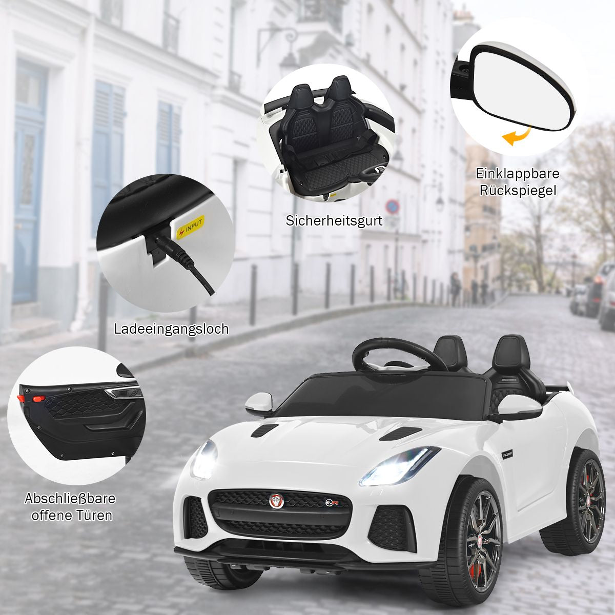 Elektro Kinderauto Mit Geschichten & Musik & Hupe & Scheinwerfer & 2,4G Fernbedienung