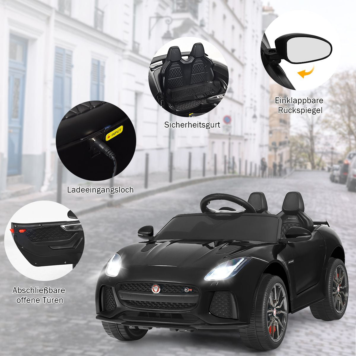Elektro Kinderauto Mit Geschichten & Musik & Hupe & Scheinwerfer & 2,4G Fernbedienung