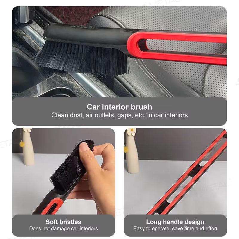 Multifunction Car Interior Soft Brush Long Handle Dust Sweeping Brush Scratch Free for Car Washing Dust Removal Tool