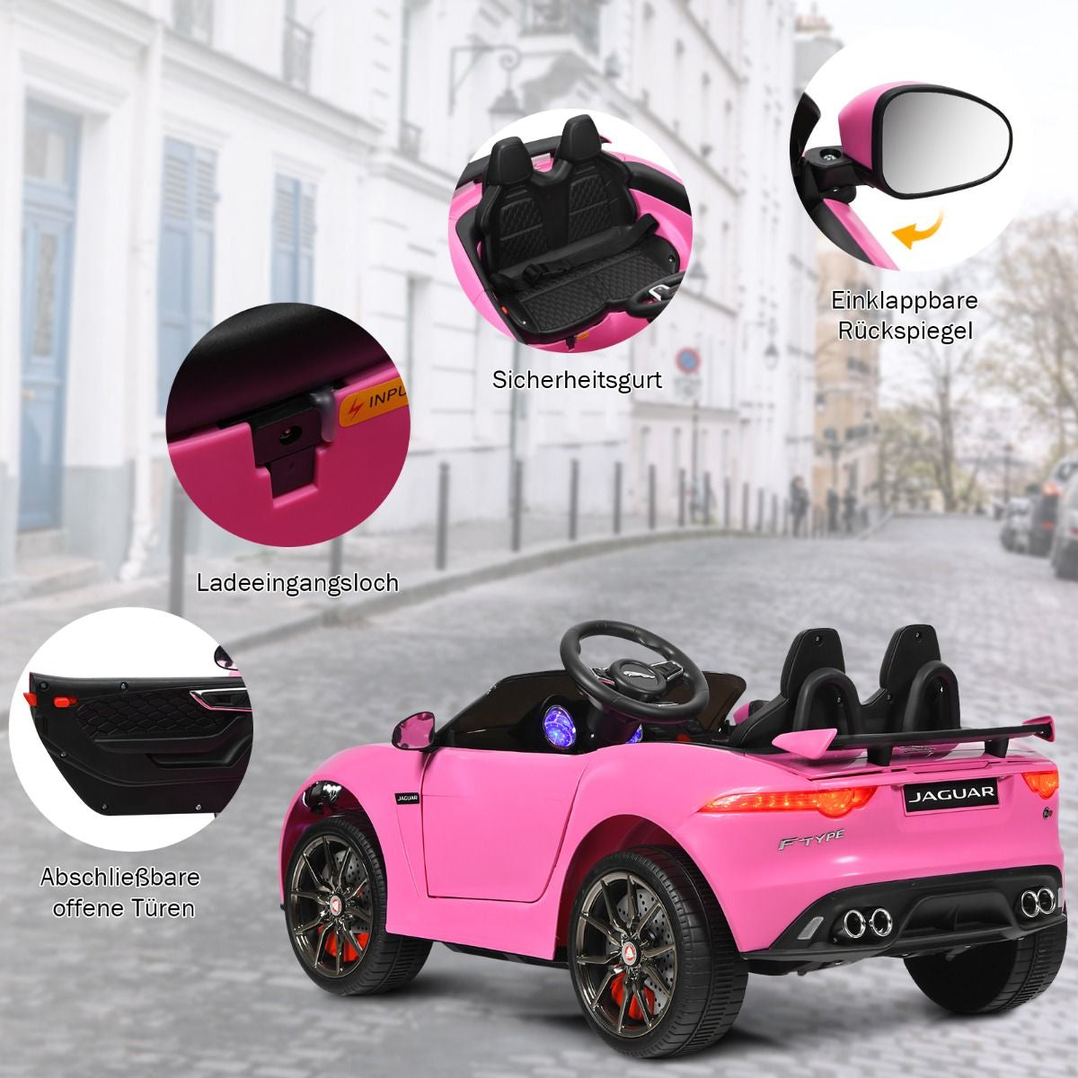 Elektro Kinderauto Mit Geschichten & Musik & Hupe & Scheinwerfer & 2,4G Fernbedienung