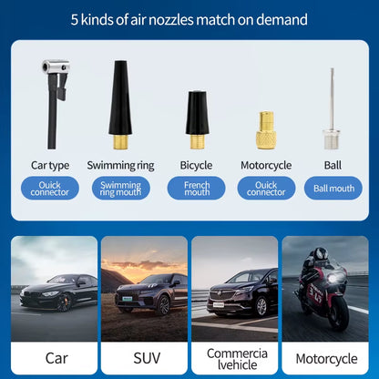 Wireless Air Pump 150Psi Touch Screen Portable Electric Tire Inflator for Car Bicycle Motorcycle Mini Air Compressor Injector