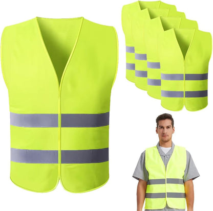Warnwesten Auto, 5 Stück Warnweste Pannenweste, Reflektorweste Auto Erwachsene Sicherheitsweste Waschbar Warnweste Für Autofahrern Fahrern Arbeitskräften Erwachsene 67 X 57 Cm Grün